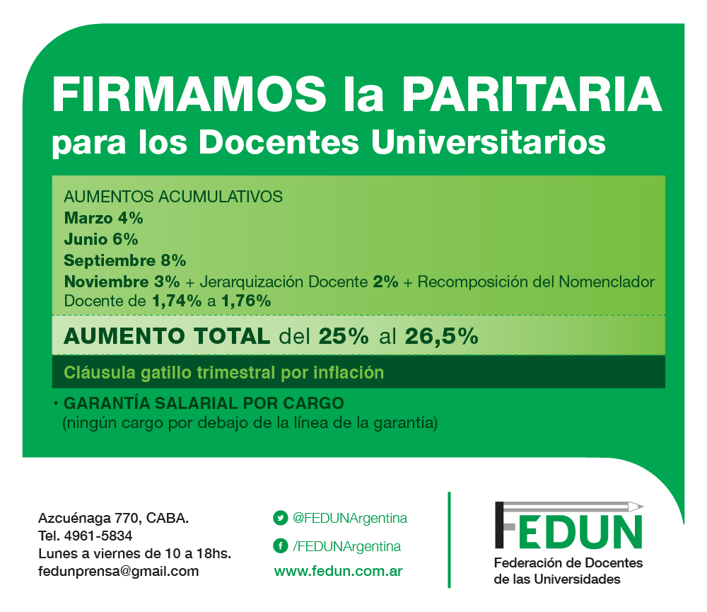 CONSIDERACIONES DEL ACUERDO PARITARIO - FEDUN