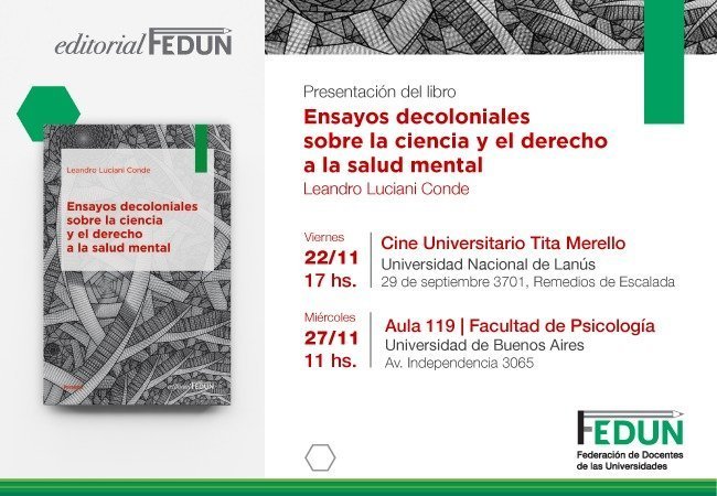 Presentación del libro "Ensayos decoloniales sobre la ciencia y el derecho a la salud mental"