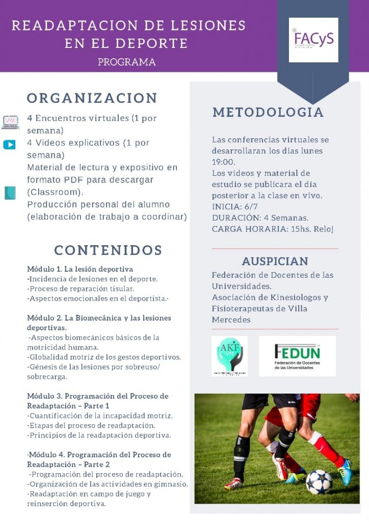 Curso de Readaptación de lesiones en el deporte