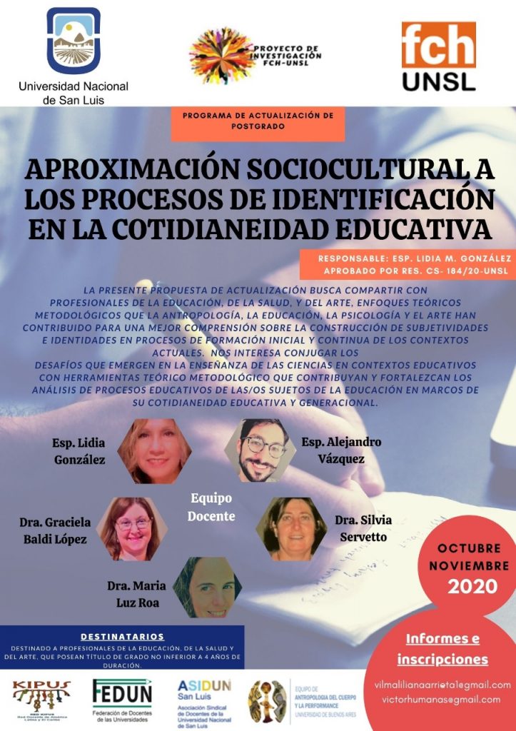 Posgrado Aproximación Sociocultural a los procesos de identificación en la cotidianeidad educativa (UNSL)