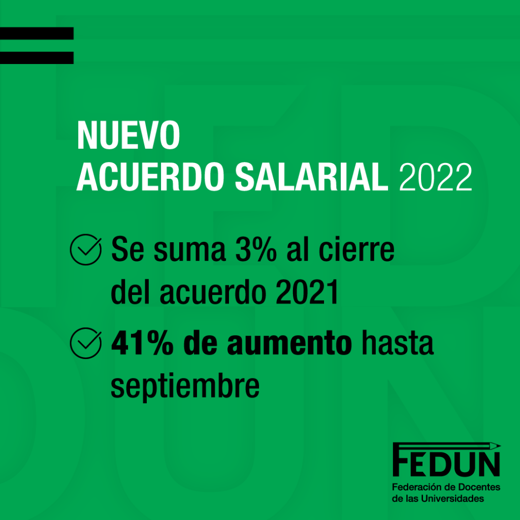 La FEDUN firmó la nueva paritaria: 41% de aumento hasta septiembre y se suma 3% al cierre del acuerdo 2021