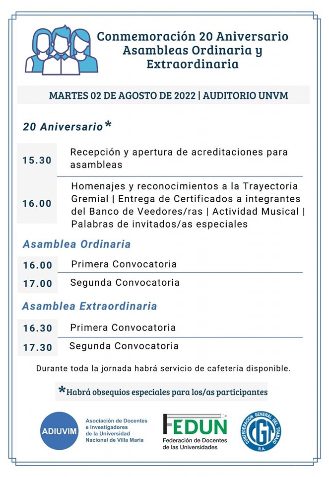 ADIUVIM celebrará a su 20º aniversario el próximo martes 2 de agosto