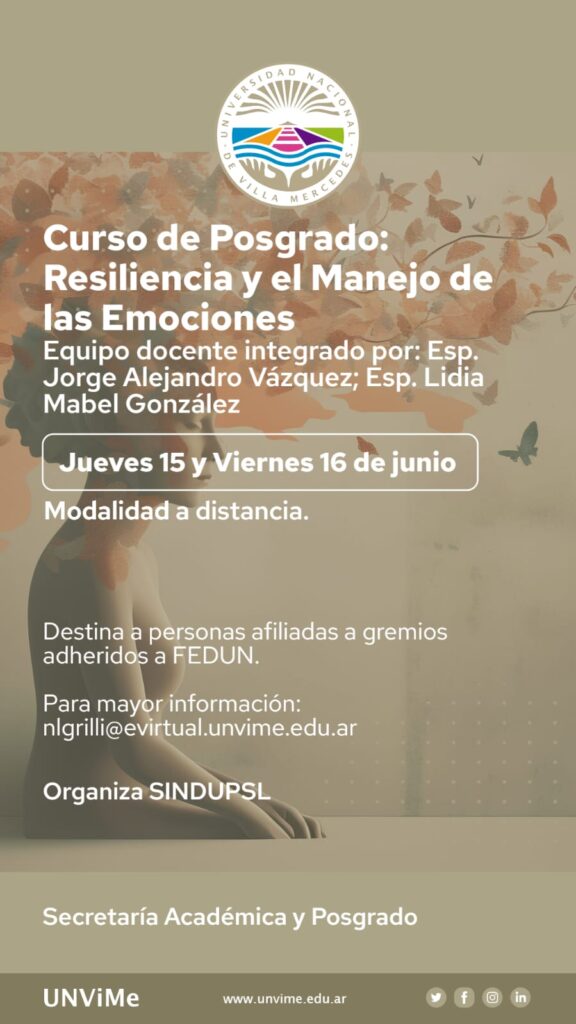 Curso de Posgrado Resiliencia y Manejo de las Emociones