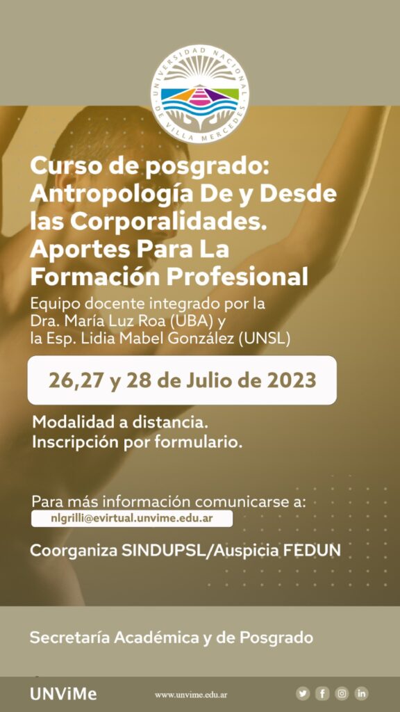 Curso de Posgrado Antropología de y desde las Corporalidades: Aportes para la Formación Profesional