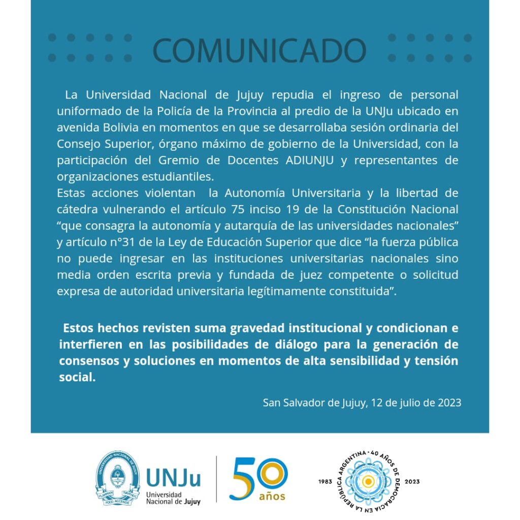 Apoyo a la Universidad Nacional de Jujuy